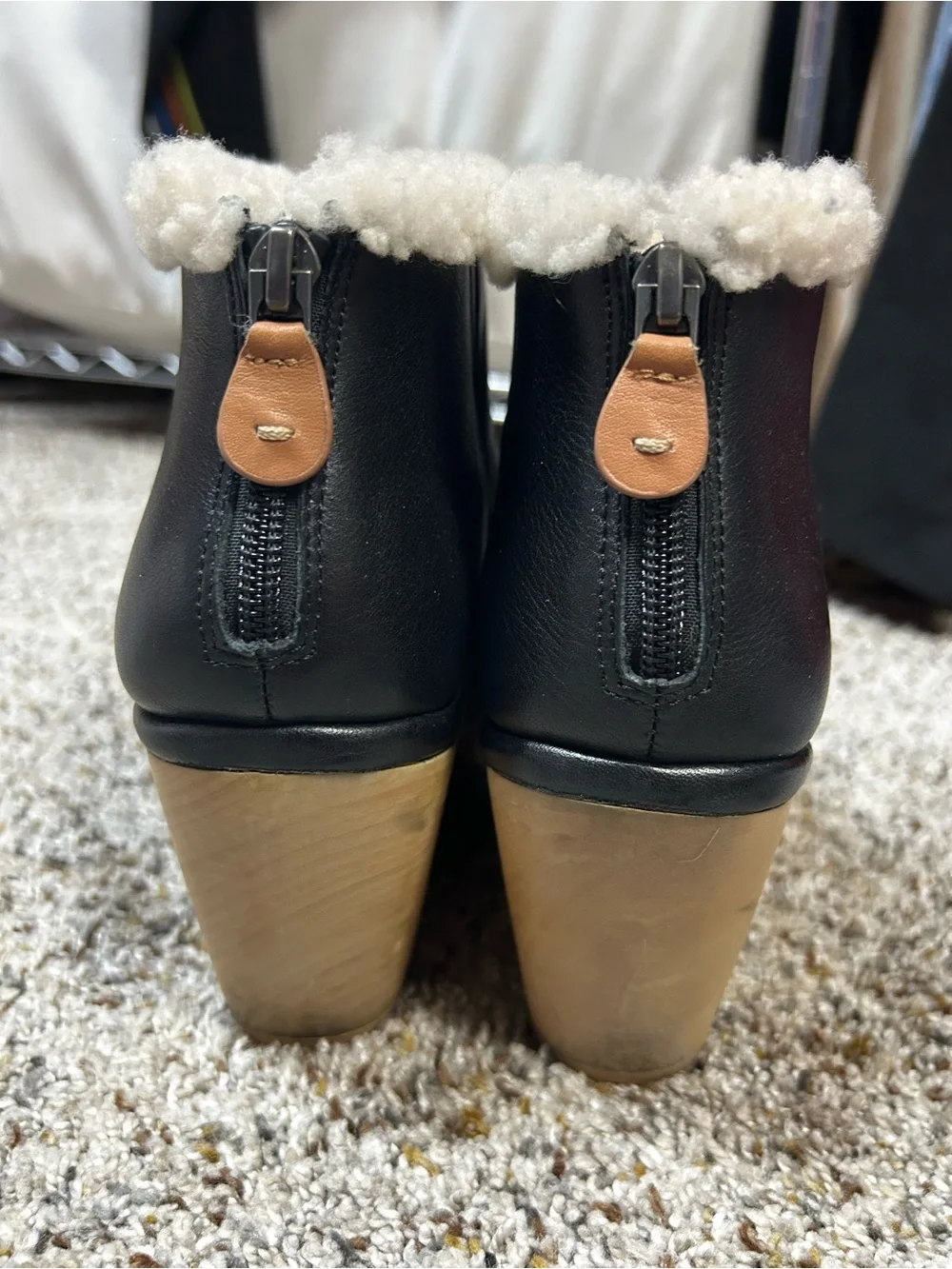 Gentle Souls by Kenneth Cole Black Faux-Shearling Platform Wedge Booties